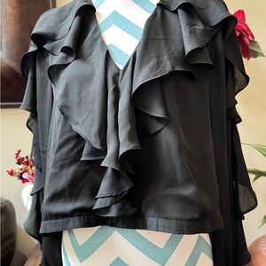 ✅NEW “ Forever 21” Elegant Black Ruffle Blouse